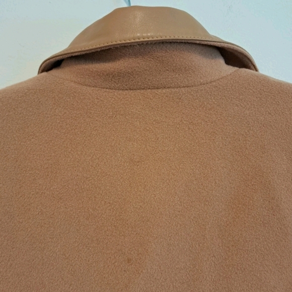 Tomaso Stefanelli Wool Coat Leather Sleeves Camel Italian Designer Sz XL 46 - Picture 8 of 14